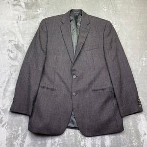 Chaps Mens Wool Blend Blazer‎ Jacket Dark Gray Herringbone 42L Preppy Western